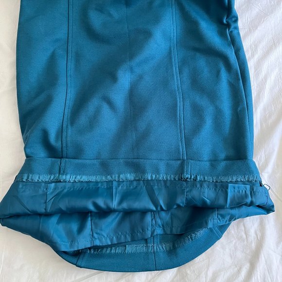 CHARTER CLUB SLEEVELESS A-LINE SHEATH RUFFLE NECK WORK EVENT DRESS WOMEN TEAL 4 - Picture 9 of 11